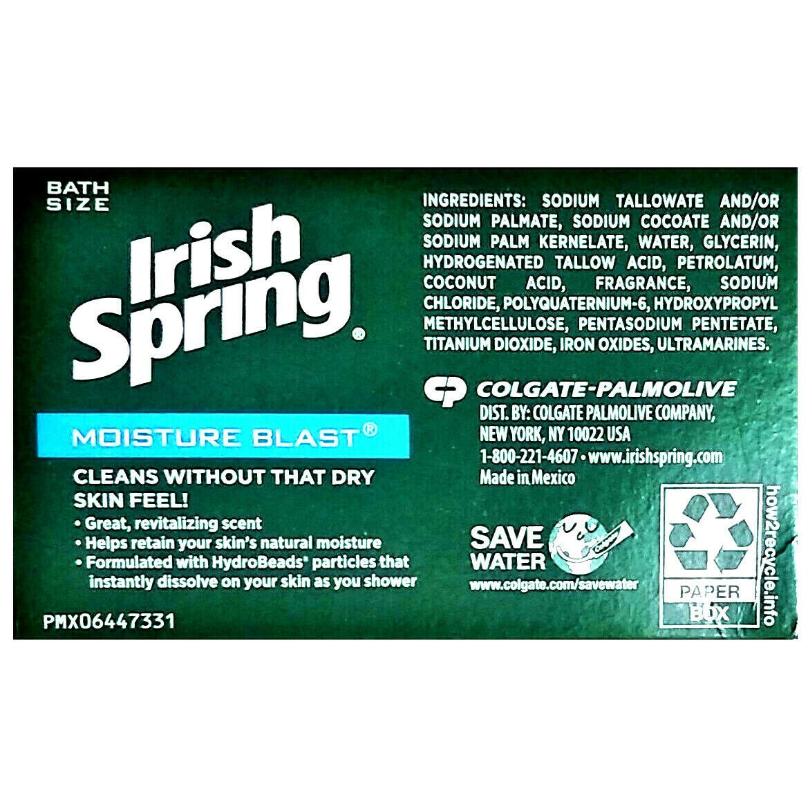 Irish Spring Moisture Blast Moisturizing Deodorant Bar Soap 37 0z Bar