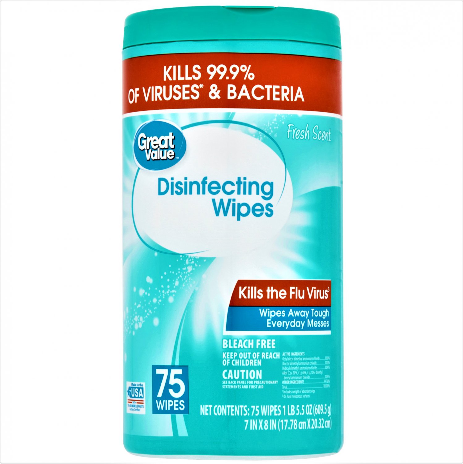 2 Great Value Fresh Scent Disinfecting Wipes (75 Wipes Pack) 150 Wipes