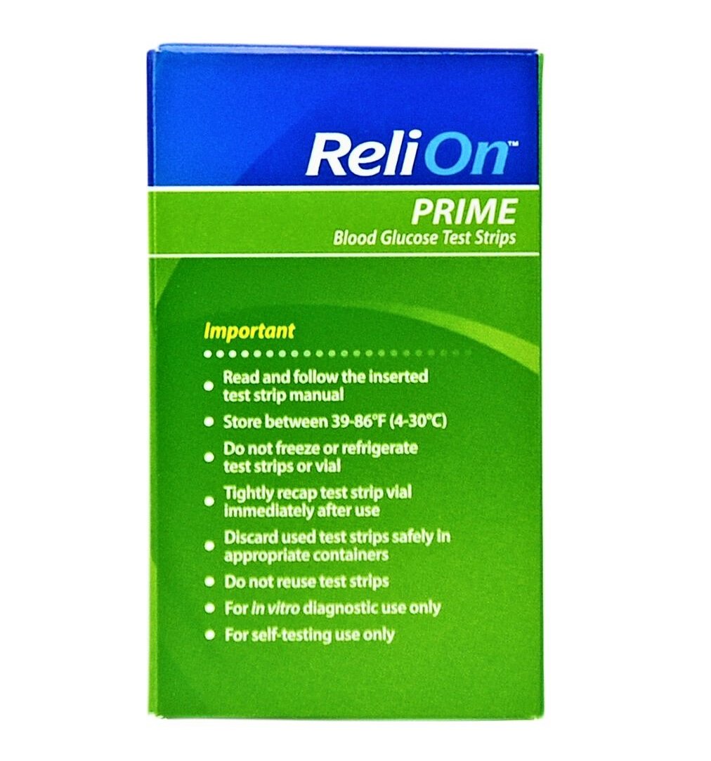 ReliOn Prime Blood Glucose Test Strips 100 Strips