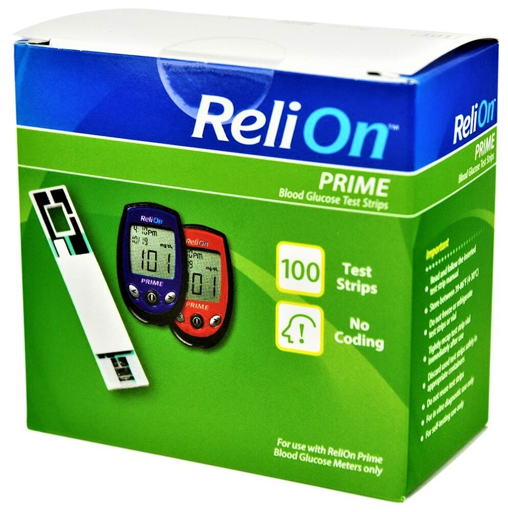 ReliOn Prime Blood Glucose Test Strips 100 Strips