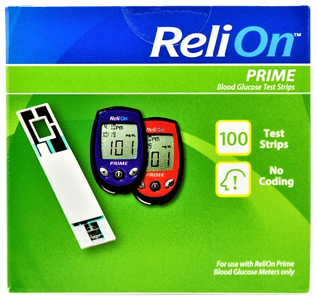 ReliOn Prime Blood Glucose Test Strips 100 Strips