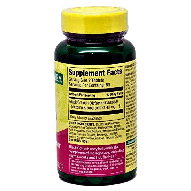 Spring Valley Black Cohosh Menopause Support 40 mg 100 Tablets