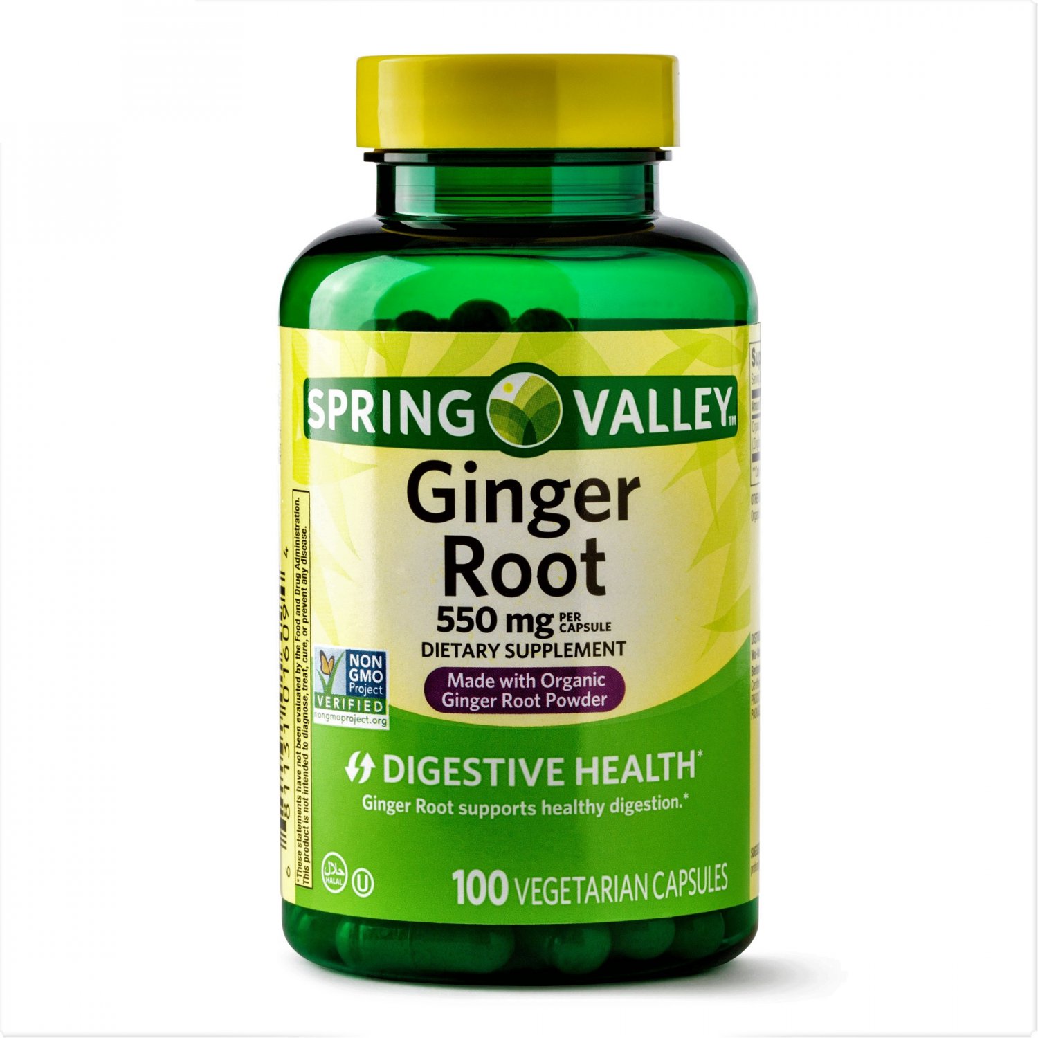 Spring Valley Ginger Root Digestive Health 550 mg 100 Vegetarian Capsules