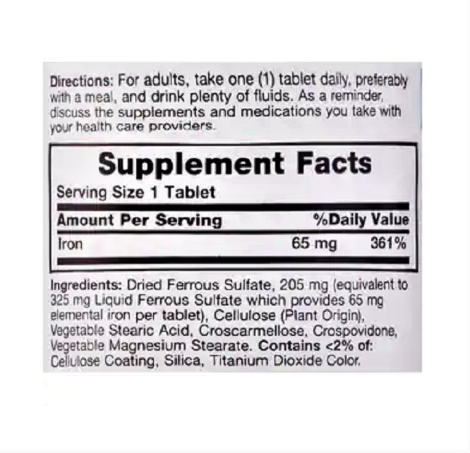 CVS Health Iron Vitamin 65mg Dietary Supplement 90 Tablets