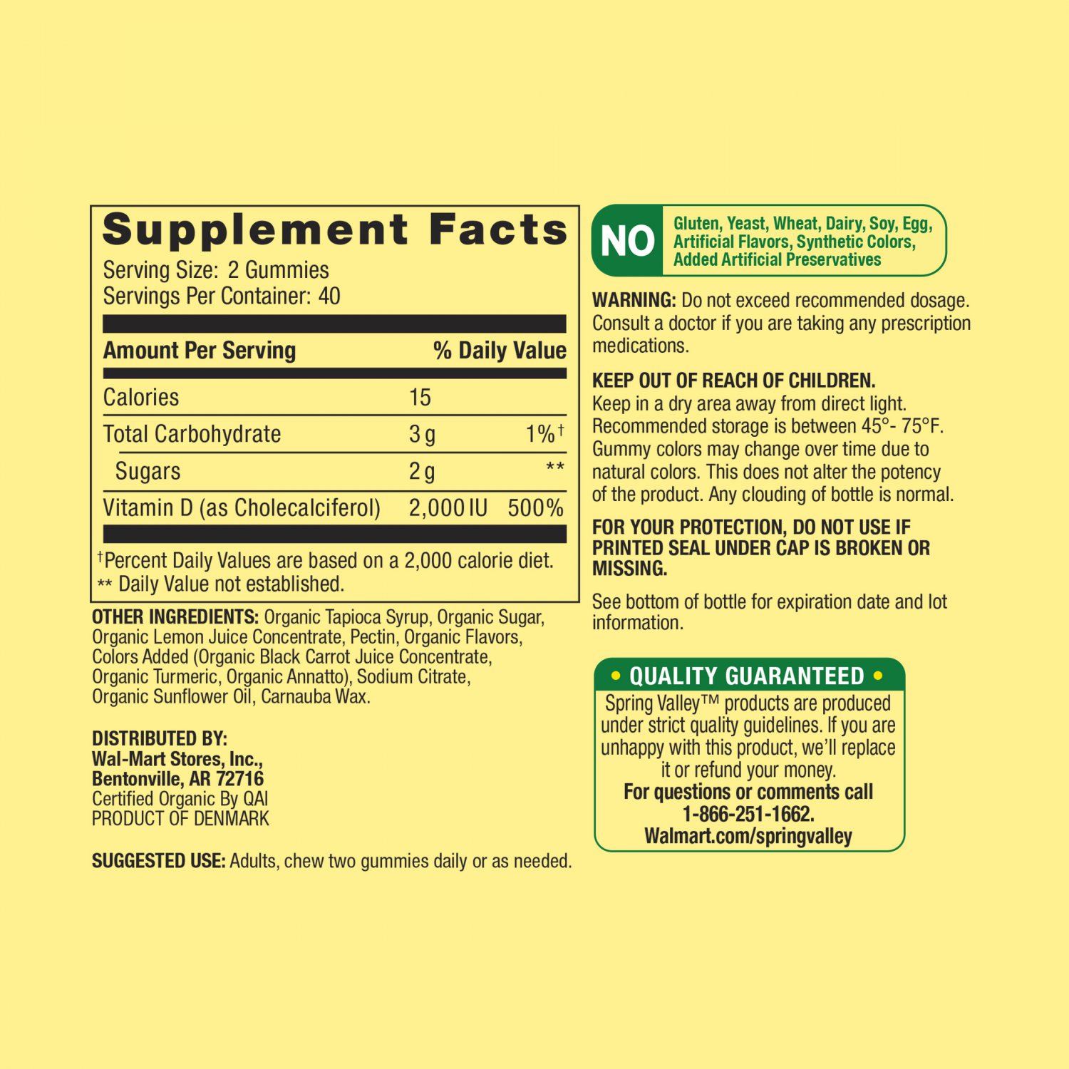 Spring Valley Vitamin D3 Gummies Bones & Immune Health 2000 IU 80 Gummies