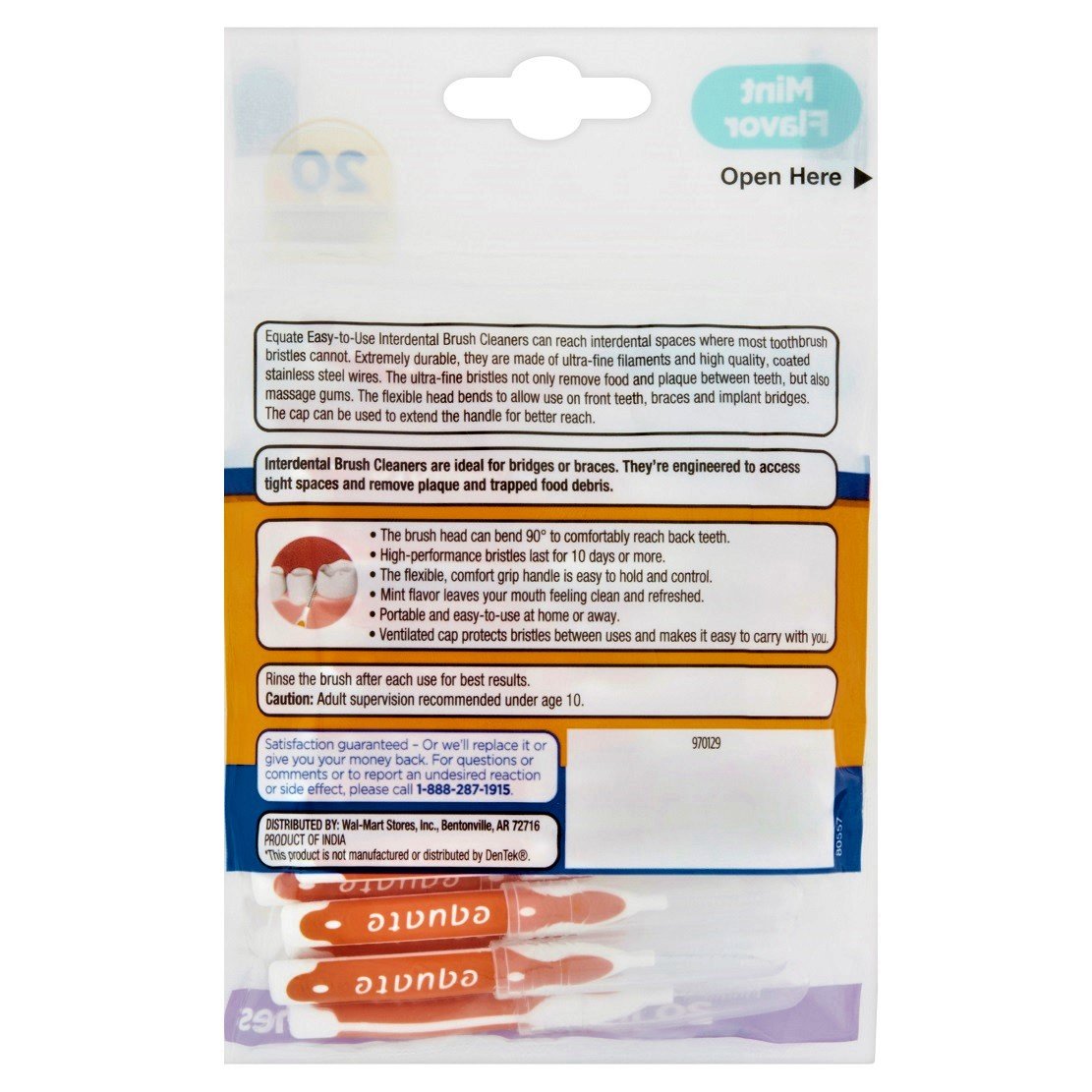 Equate Interdental Brush Cleaners for Standard Width Spaces 20 Count