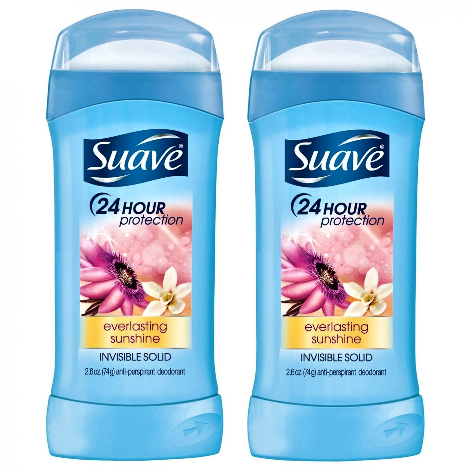 Suave Solid Invisible Antiperspirant Deodorant Everlasting Sunshine 2.6 oz Stick 2 Sticks