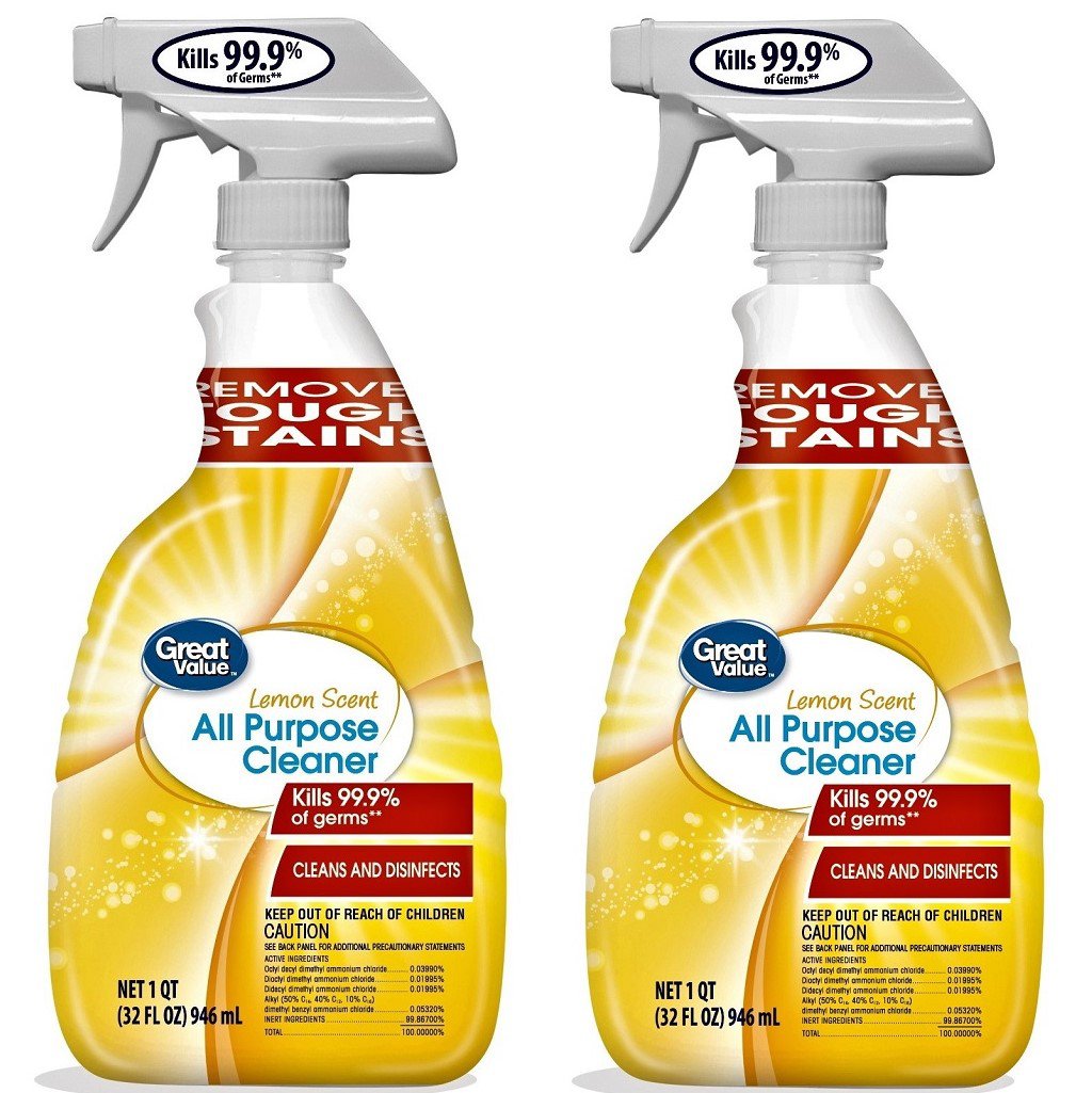 Great Value All Purpose Cleaner Spray Lemon Scent (32 oz Spray) 2 Spray