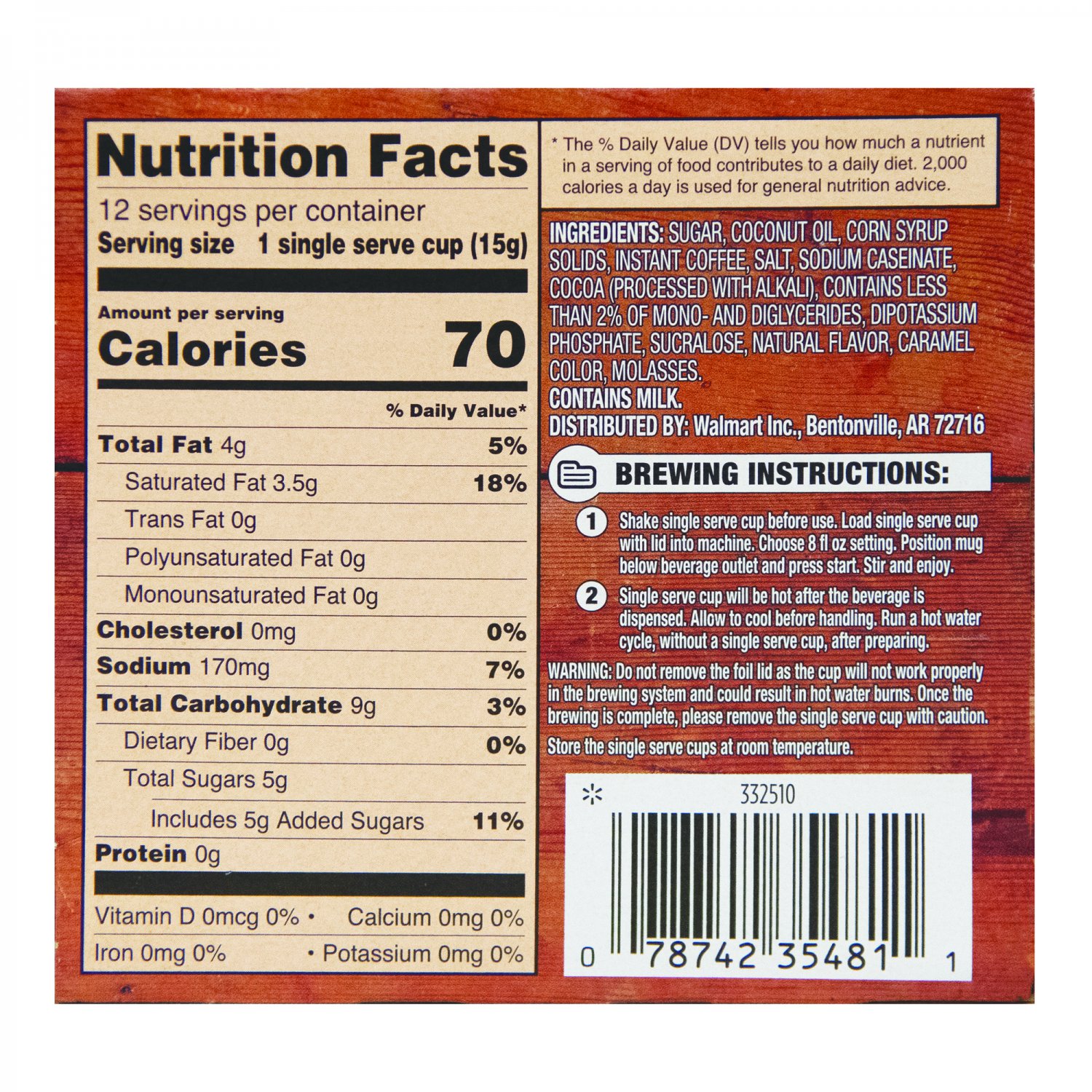 Great Value Caramel Cappuccino Mix Coffee Pods 12 Pods Pack (2 Pack)