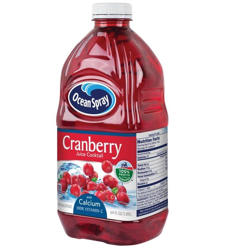 Ocean Spray Cranberry Juice Cocktail With Calcium (64 Oz Bottle) 2 Bottles