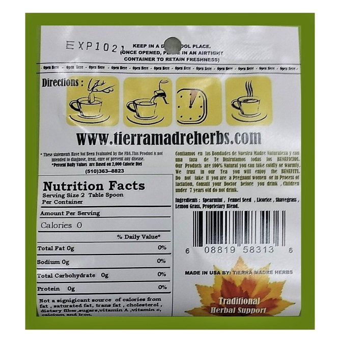 Tierra Madre Acid Reflux Relief Tea / Acides Tea Herbal Supplement 18