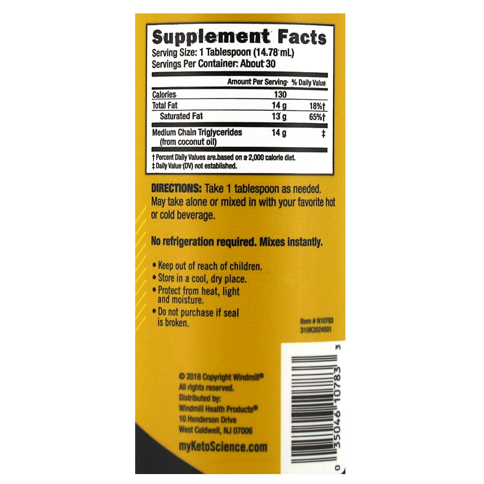 Keto Science Ketogenic MCT Oil Dietary Supplement 15 Oz 30 Servings