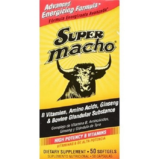 Super Macho Dietary Supplement with High Potency B Vitamins 50 Softgels