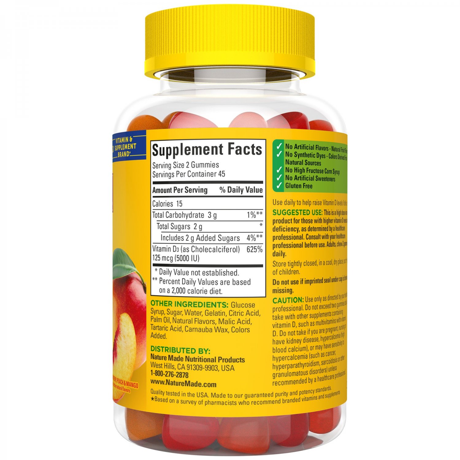 Nature Made Extra Strength Vitamin D3 5000 Iu 125 Mcg 90 Gummies