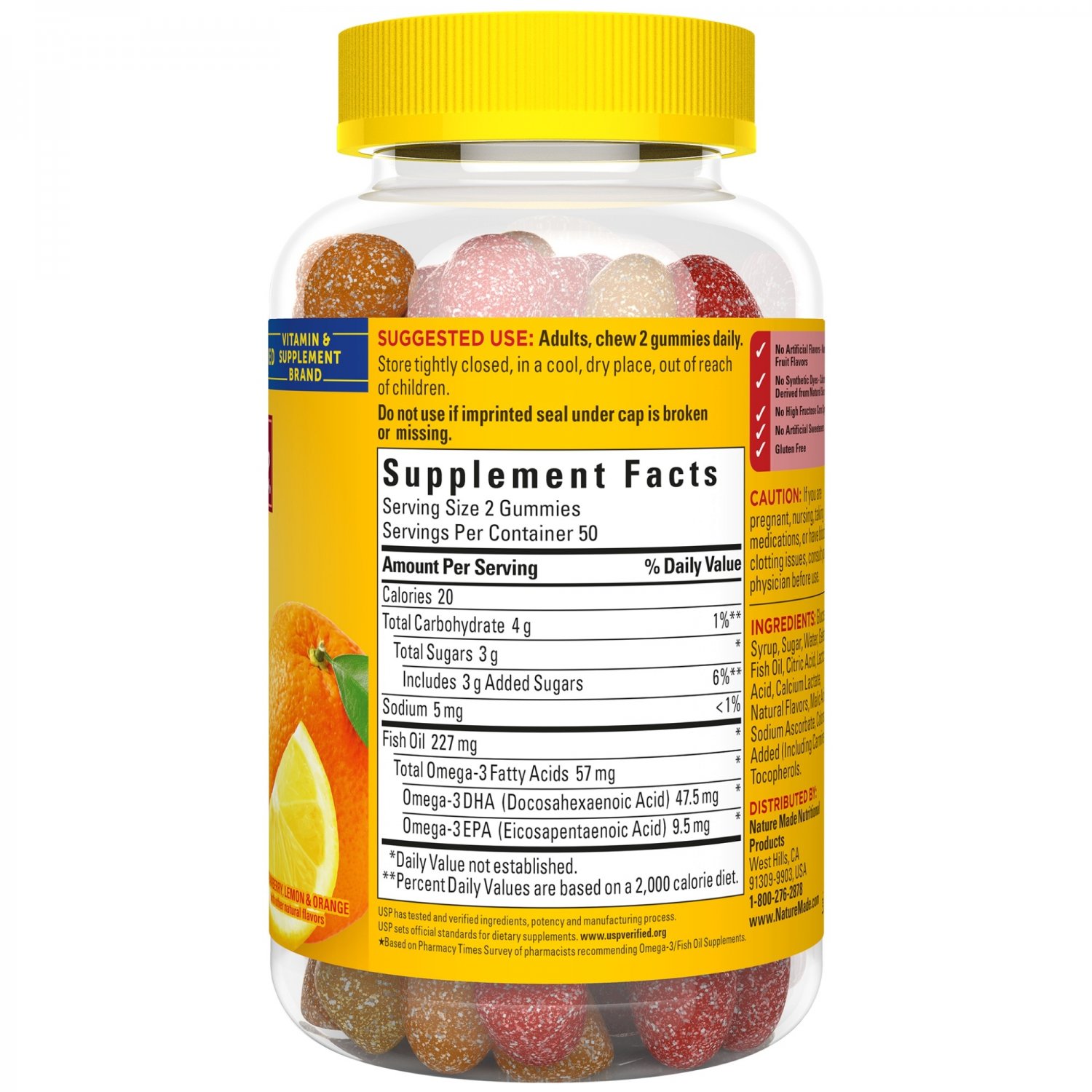 Nature Made Fish Oil with Omega 3s, 57 mg Heart Healthy 100 Gummies