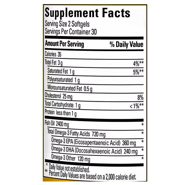 Nature Made Burpless Fish Oil 1200 mg Dietary Supplement 60 Softgels