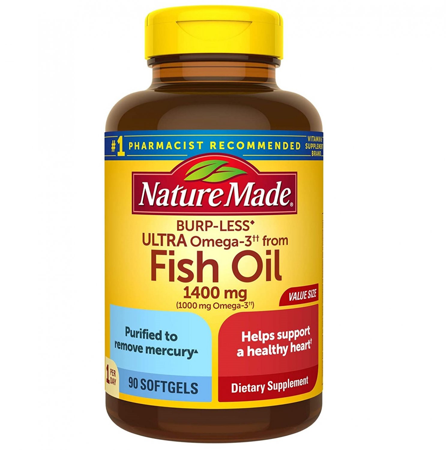 Nature Made Ultra Omega-3 Fish Oil 1400 mg Dietary Supplement 90 Softgels