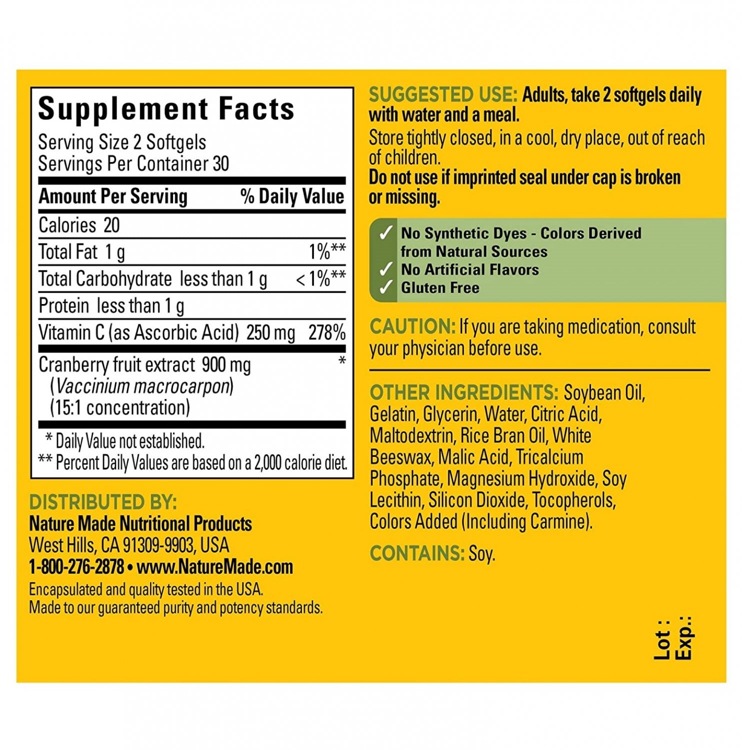 Nature Made Cranberry + Vitamin C, 60 Softgels