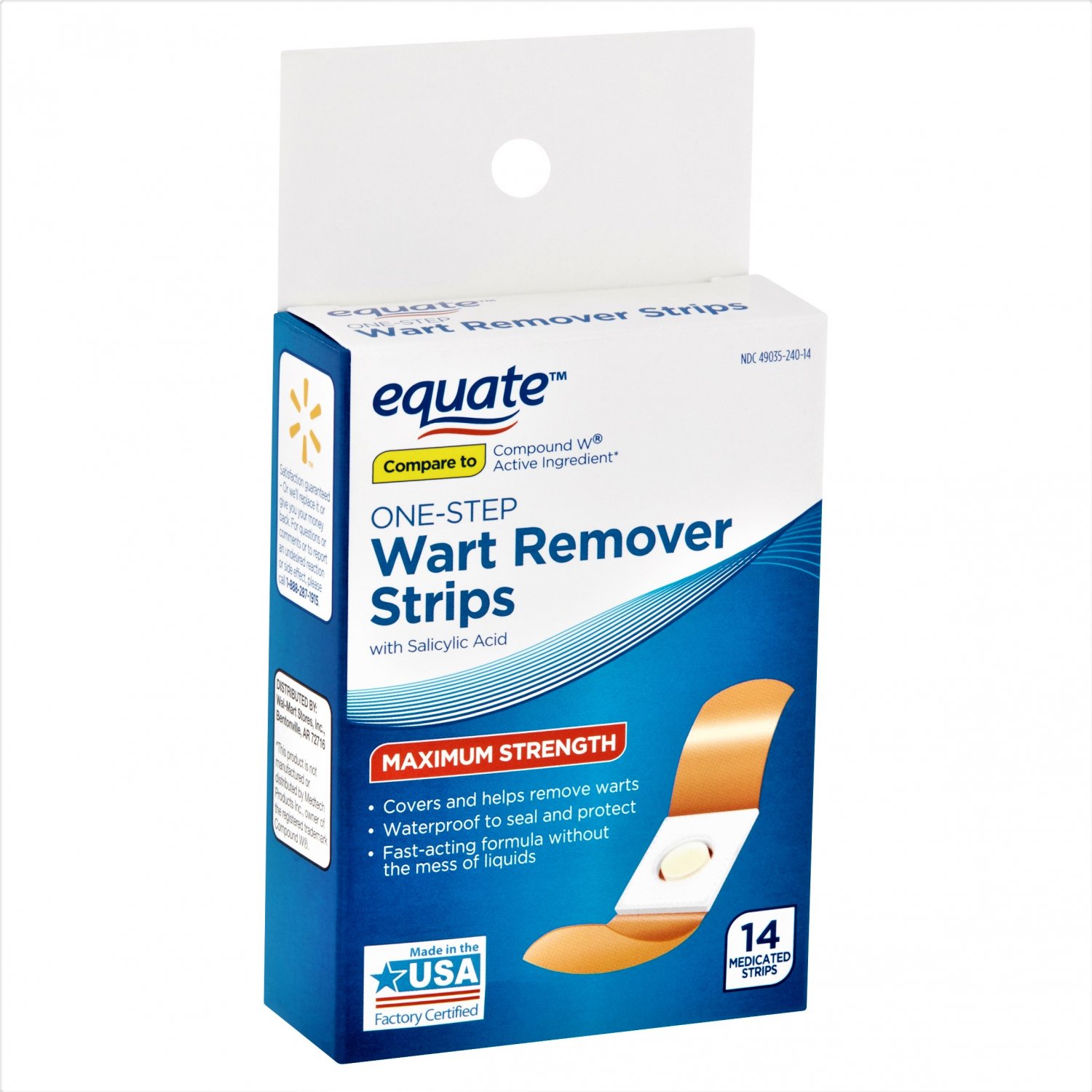 Equate Maximum Strength One-Step Wart Remover Strips 14 Strips