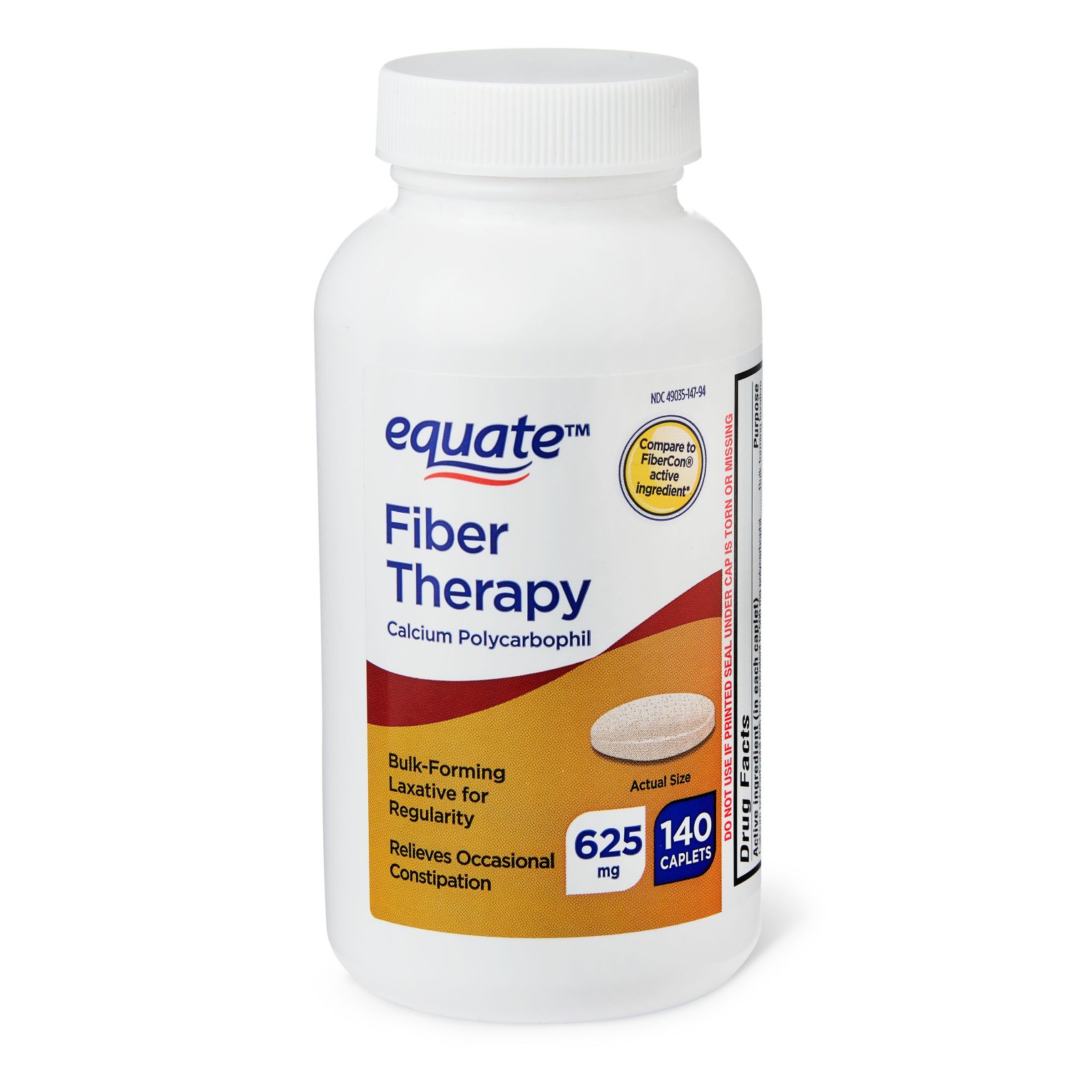 Equate Fiber Therapy Calcium Polycarbophil 625 mg 140 Caplets