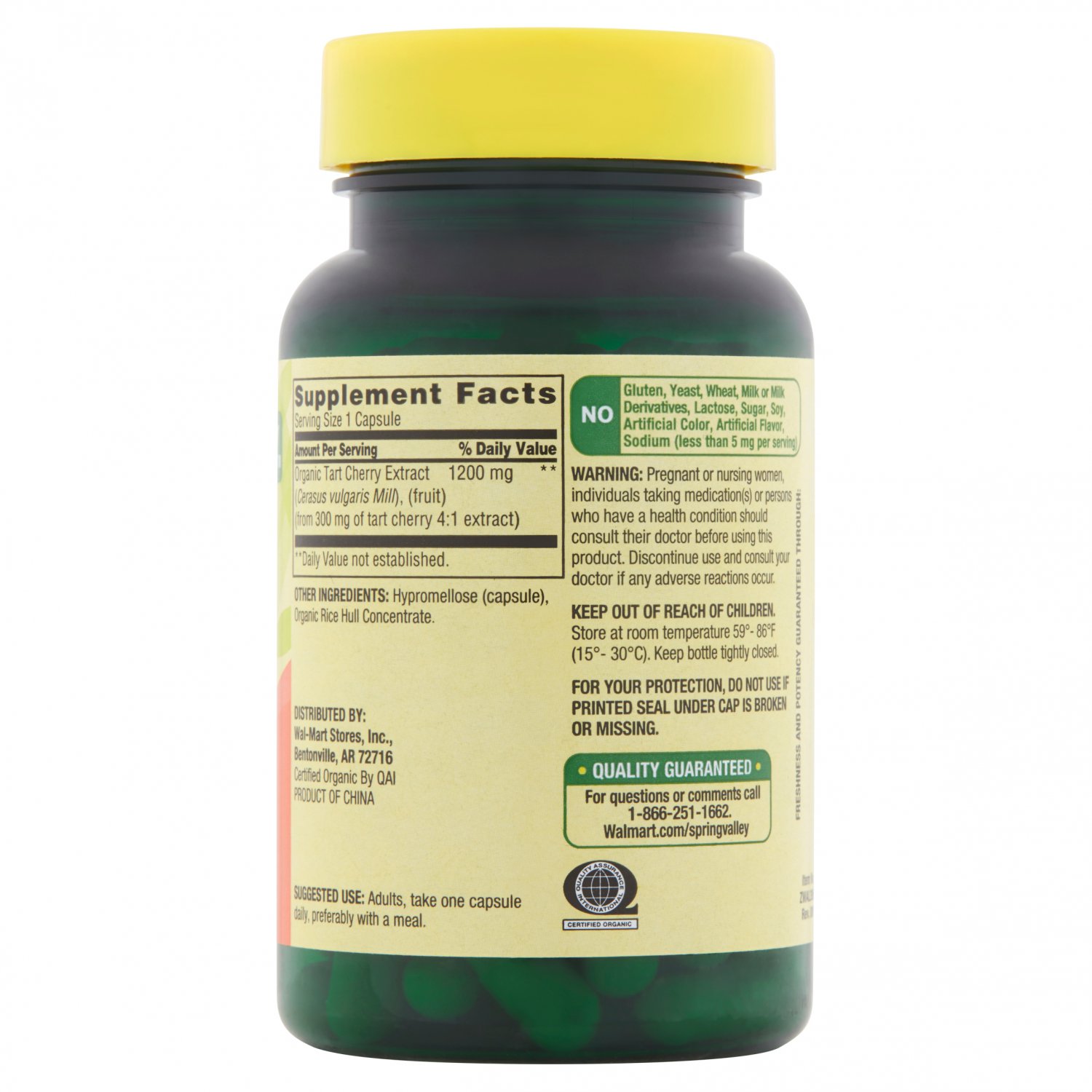 Spring Valley Tart Cherry Extract Vegetarian Capsules 1200mg, 90 count