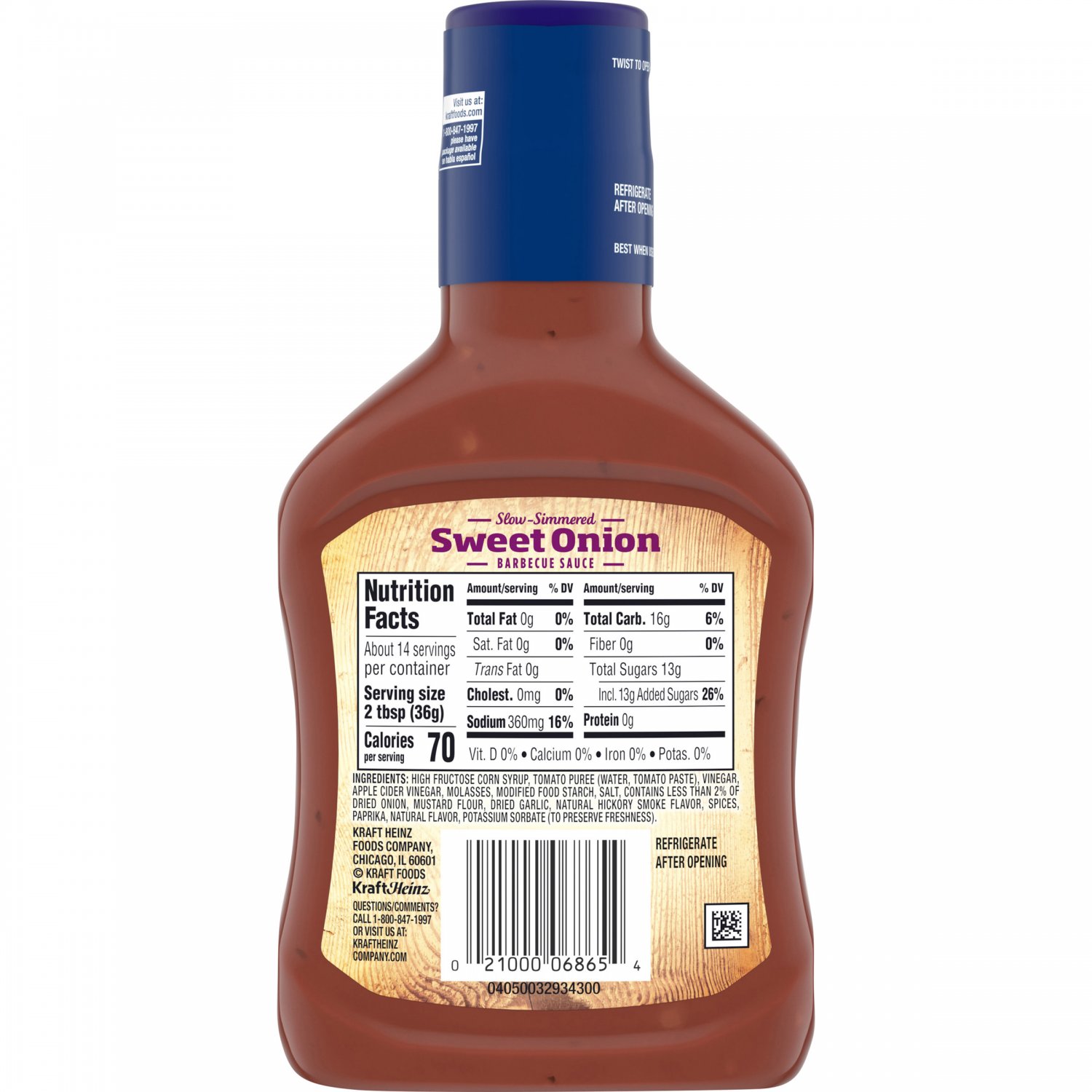 Kraft Sweet Onion SlowSimmered Barbecue Sauce 18 oz