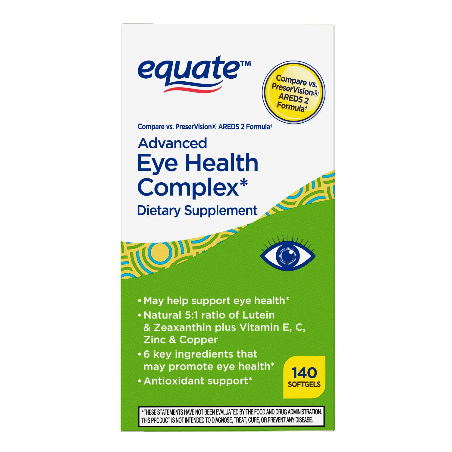 Equate Advanced Eye Complex Dietary Supplement 140 Softgels
