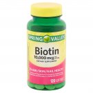 Spring Valley Biotin Hair Skin Nail Health Softgels 10,000 mcg 120 Softgels