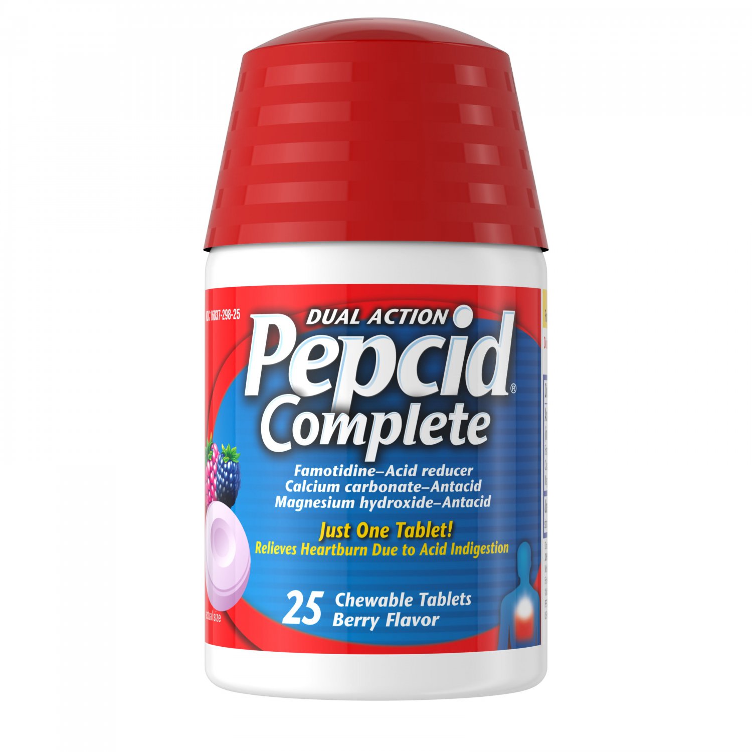 Pepcid Complete Acid Reducer + Antacid Chewable Tablets Berry 25 Count