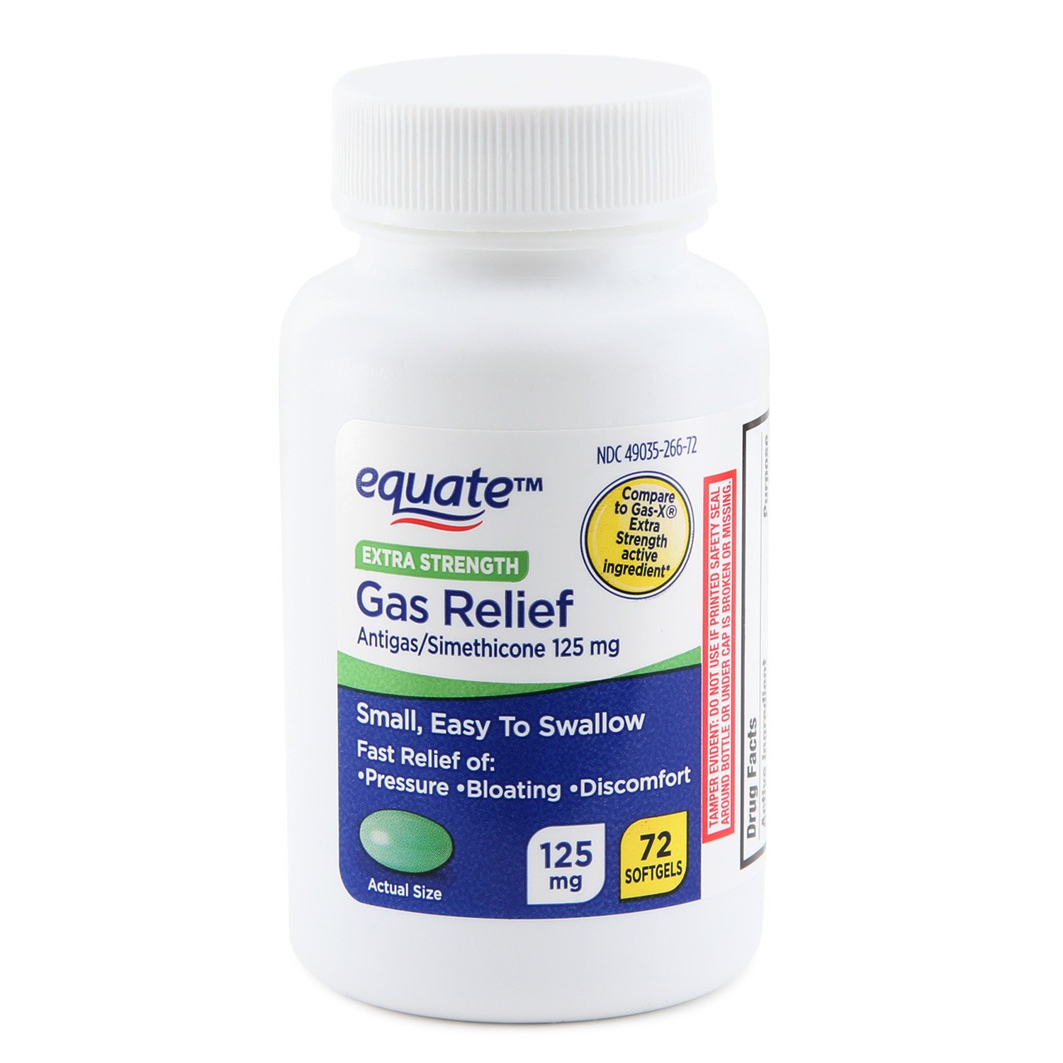 Equate Extra Strength Gas Relief Softgels 125 mg 72 Count