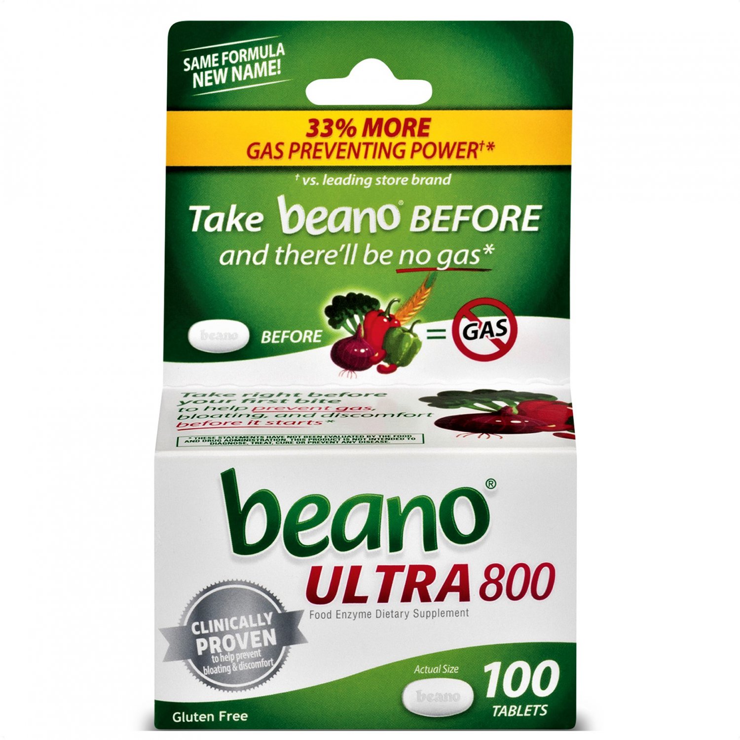 Beano Ultra 800 Gas Prevention and Digestive Enzyme Supplement 100 Tablets
