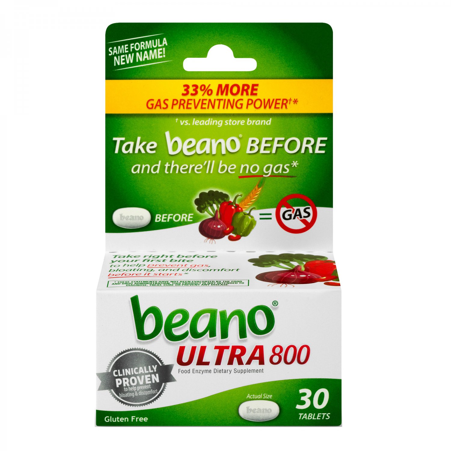 Beano Ultra 800 Gas Prevention and Digestive Enzyme Supplement 30 Tablets