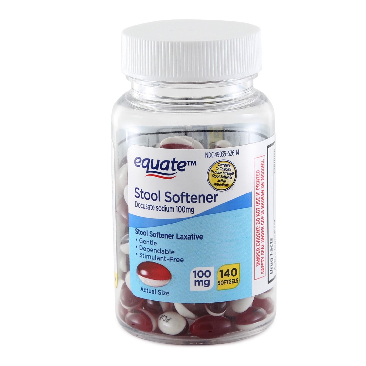 Equate Stool Softener Docusate Sodium 100mg Softgels 140 Count