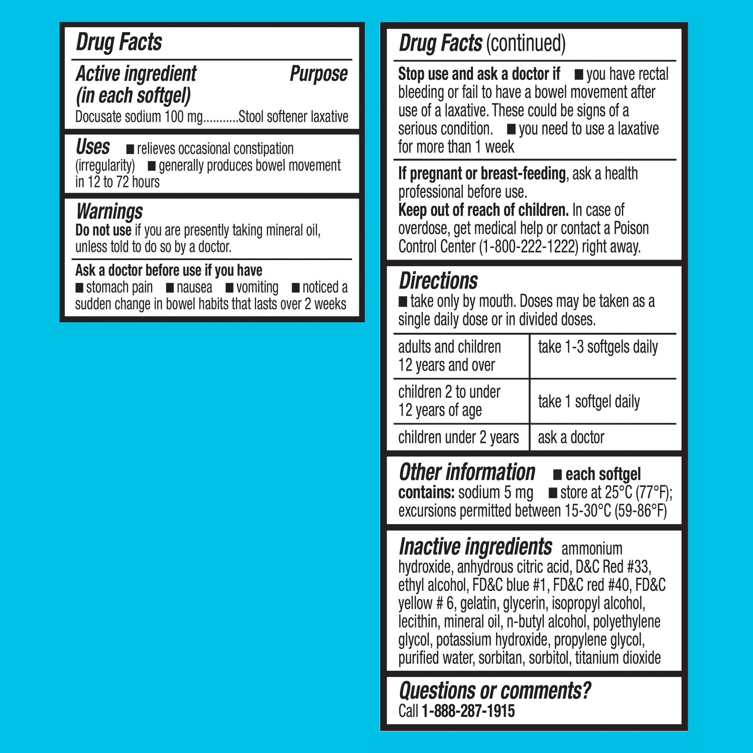 Equate Stool Softener Docusate Sodium 100mg Softgels 50 Count