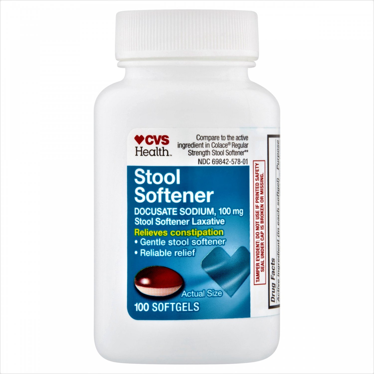 CVS Health Stool Softener Laxative Docusate Sodium 100 mg 100 Softgels