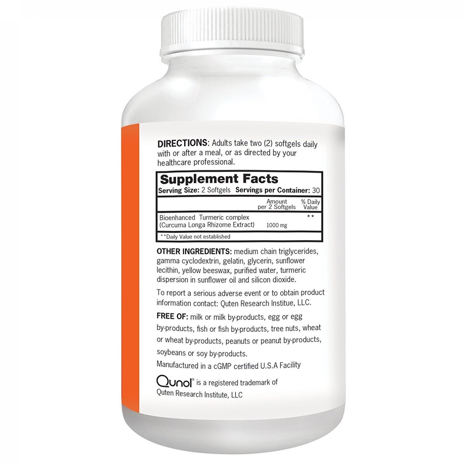 Qunol Turmeric Curcumin with Ultra High Absorption 1000 mg 60 Softgels