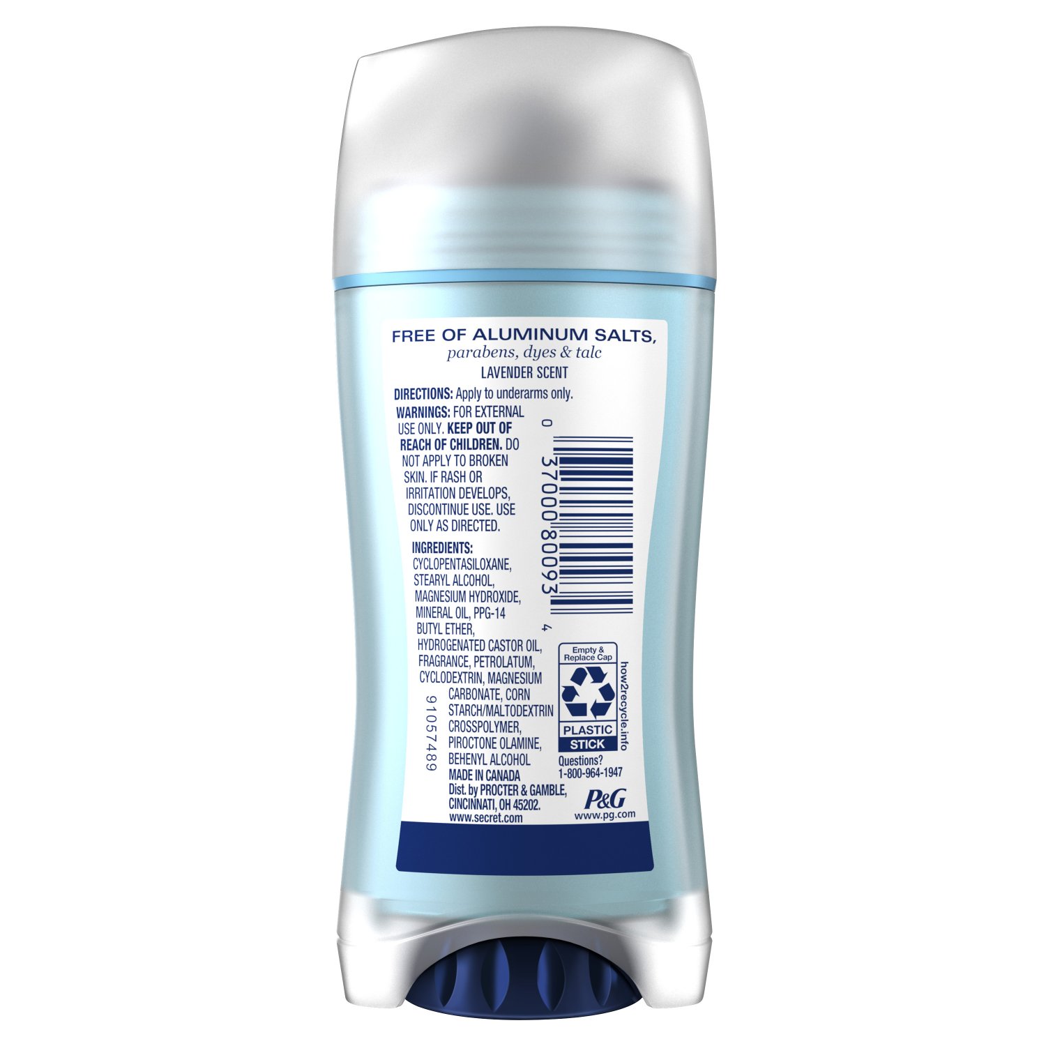 Secret Aluminum Free Deodorant Lavender 2.4 Oz