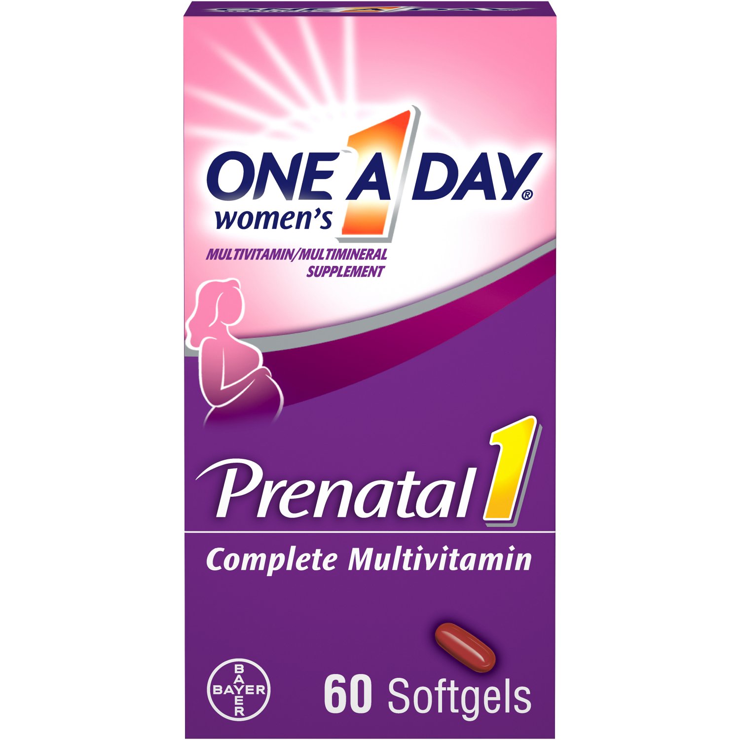 One A Day Women's Prenatal Multivitamin with Omega 3 and DHA 60 Softgels