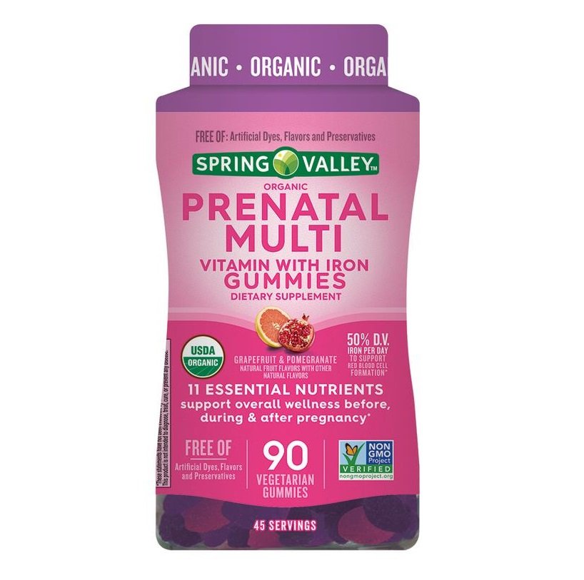 Spring Valley Organic Prenatal + Iron Multivitamin Vegetarian Gummies