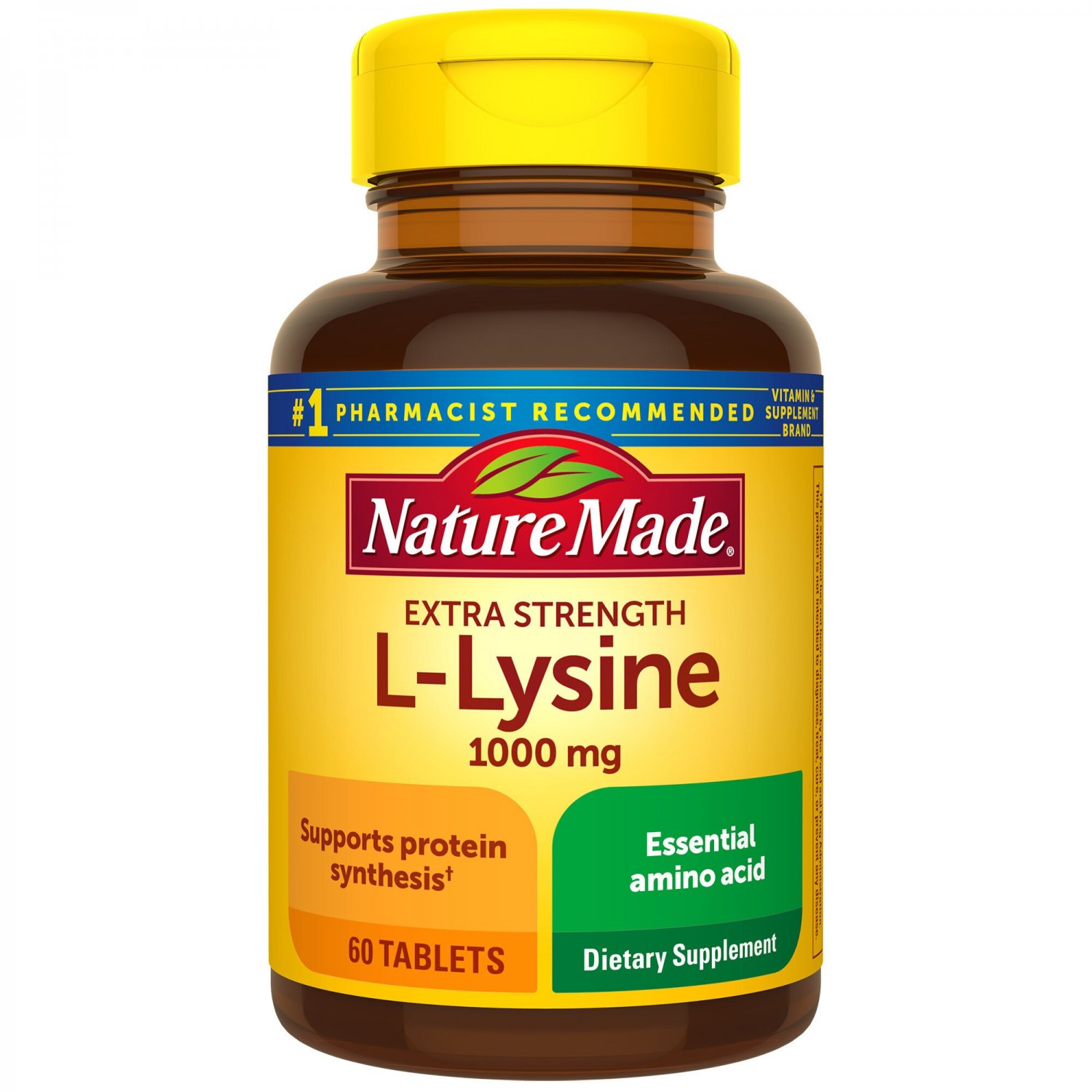 Nature Made Extra Strength L-Lysine Protein Synthesis 1000 mg 60 Tablets