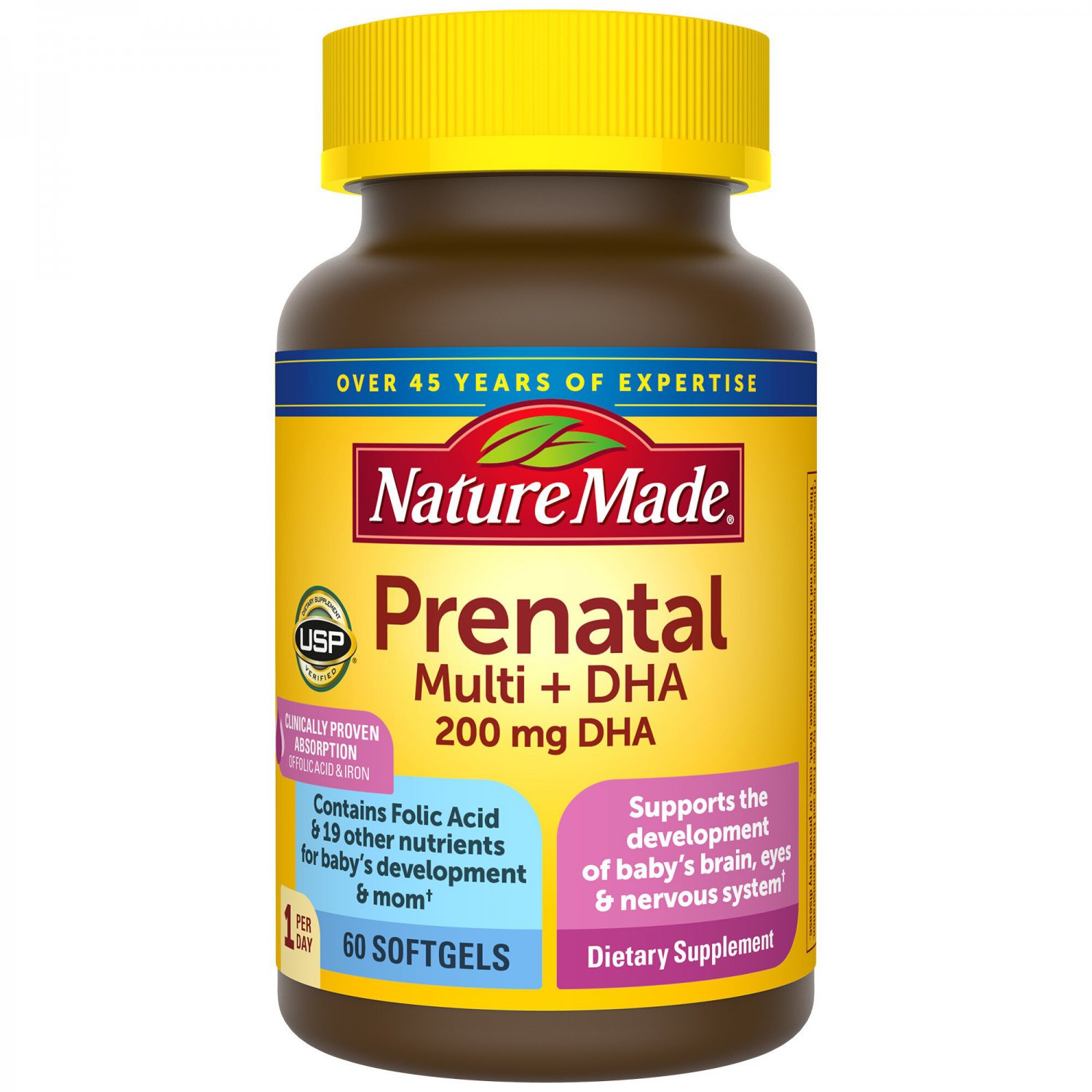 Nature Made Prenatal Multivitamin + DHA 200mg, 60 Softgels