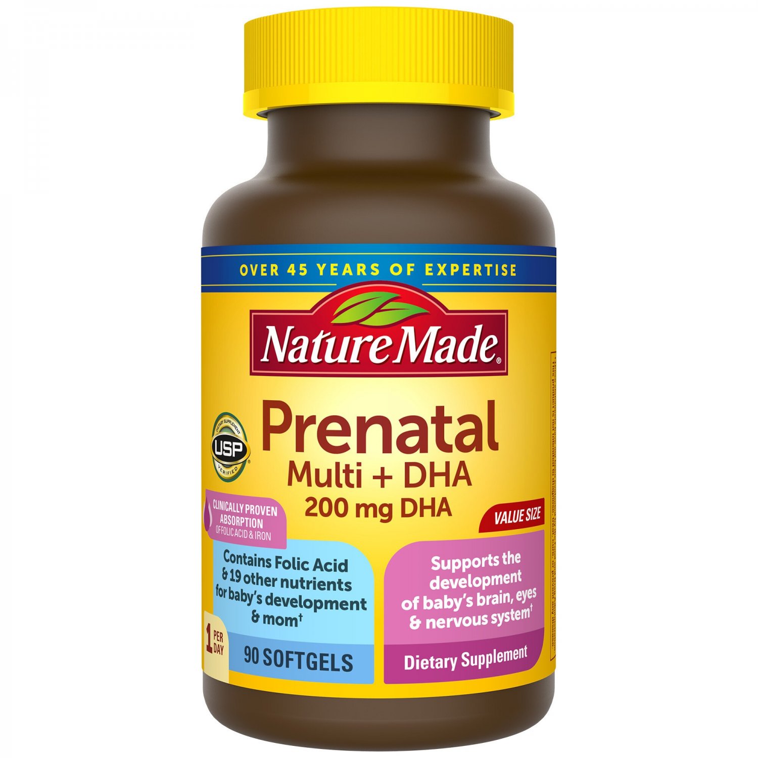 Nature Made Prenatal Multivitamin + DHA 200mg, 90 Softgels