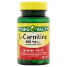 Spring Valley L-Carnitine Capsules 500mg Heart Health 30 Count (2 Pack)