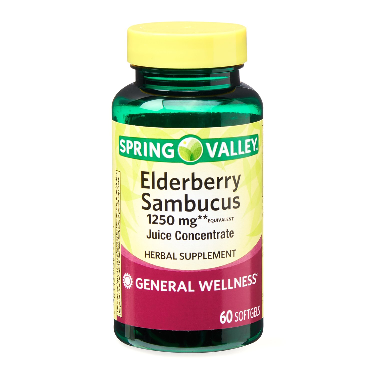 Spring Valley Elderberry Sambucus Softgels 1250 mg 60 Count