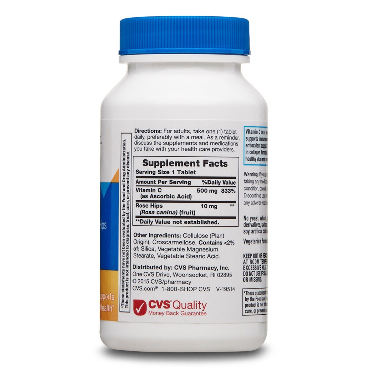 CVS Vitamin C Rose Hips Immune Health Dietary Supplement 500mg 100 Caplets