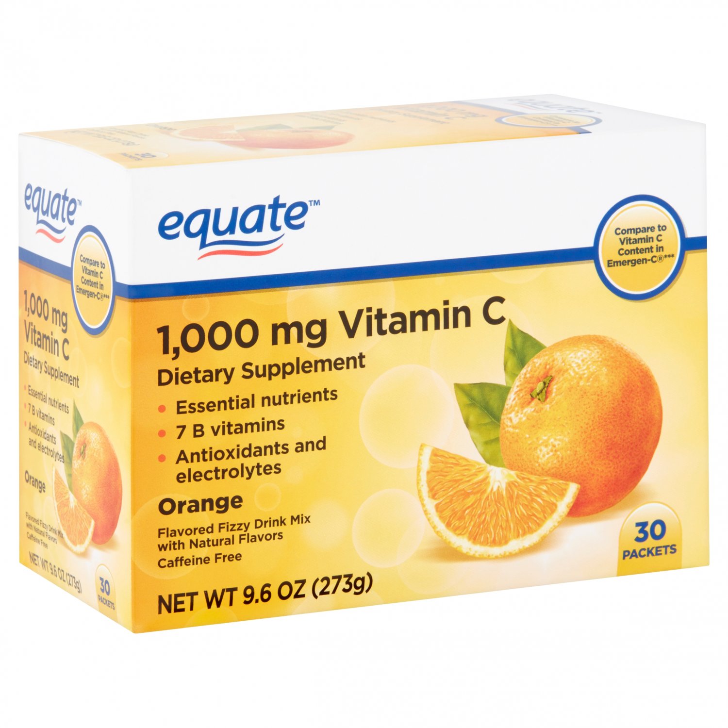 Equate Vitamin C Drink Mix Orange 1000 mg 30 Packets