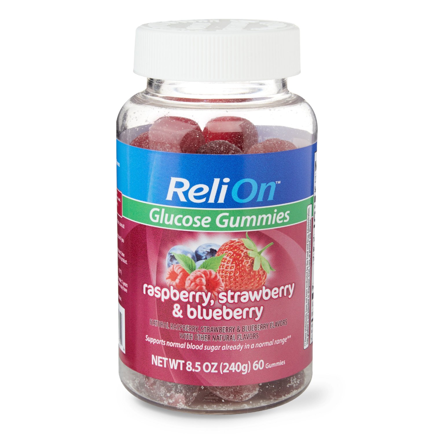 ReliOn Glucose Raspberry Strawberry & Blueberry (60 Gummies Bottle) 2 ...