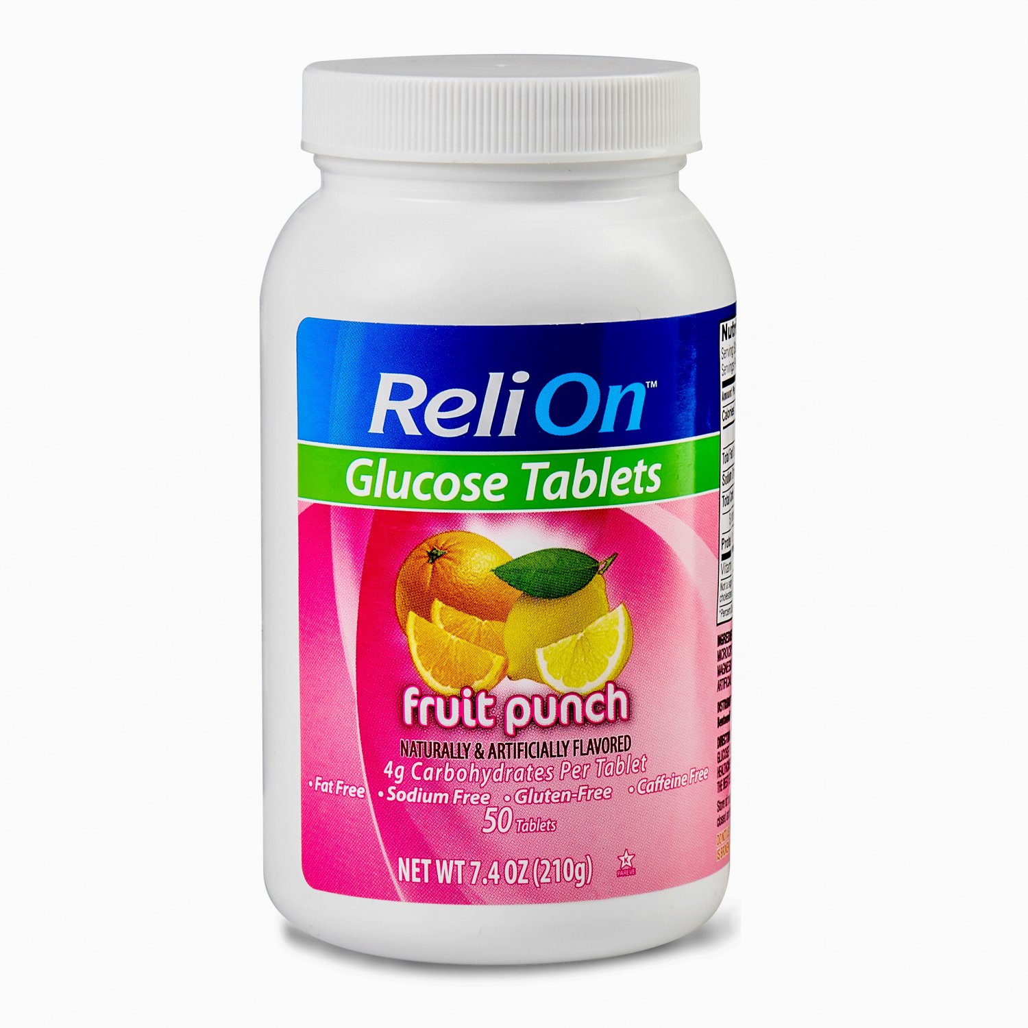 ReliOn Glucose Tablets Fruit Punch Flavor (50 Tablets Bottle) 4 Bottles