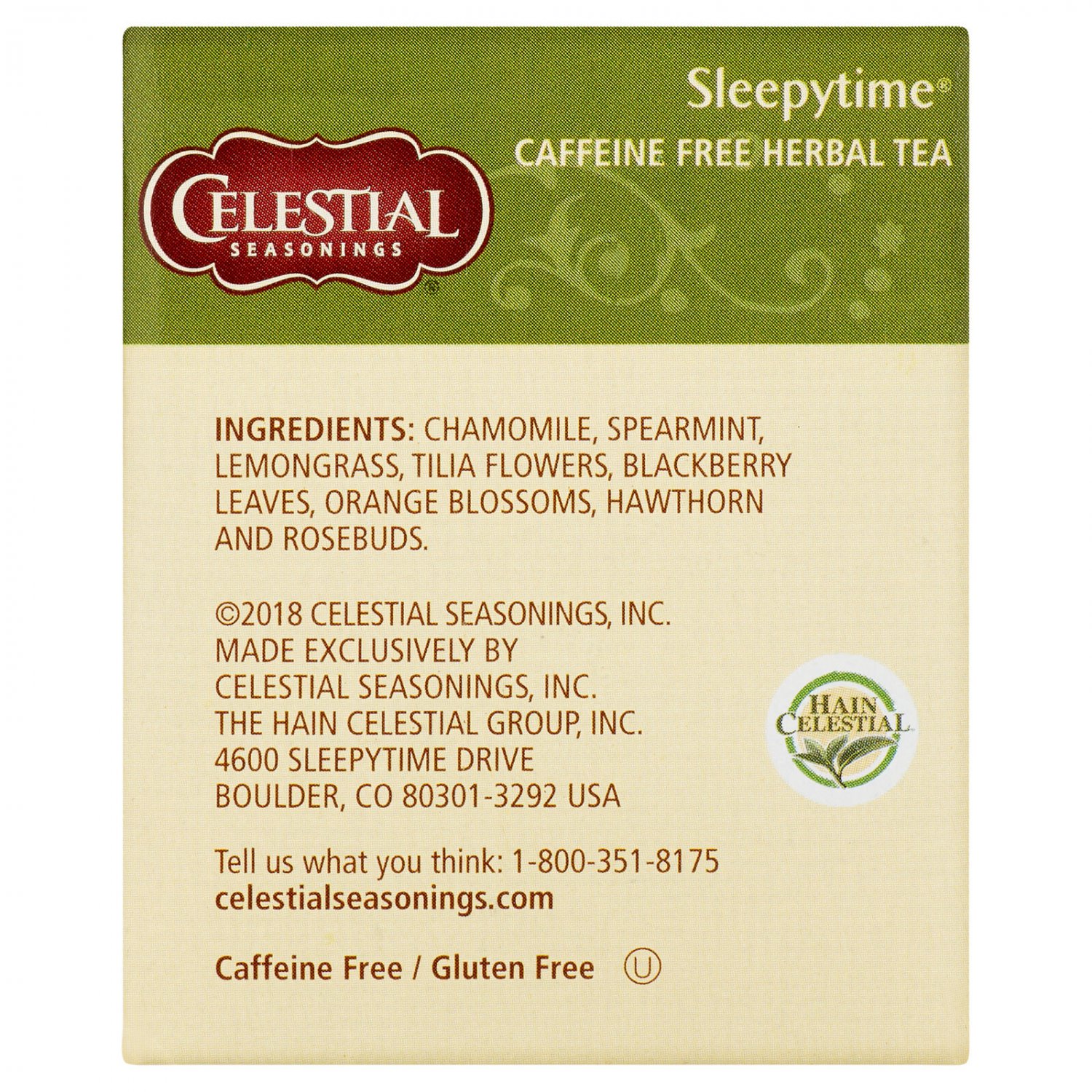 ingredients in celestial seasons sleepytime tea