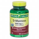 Spring Valley D-Mannose 500 mg Vegetarian Capsules 120 Count